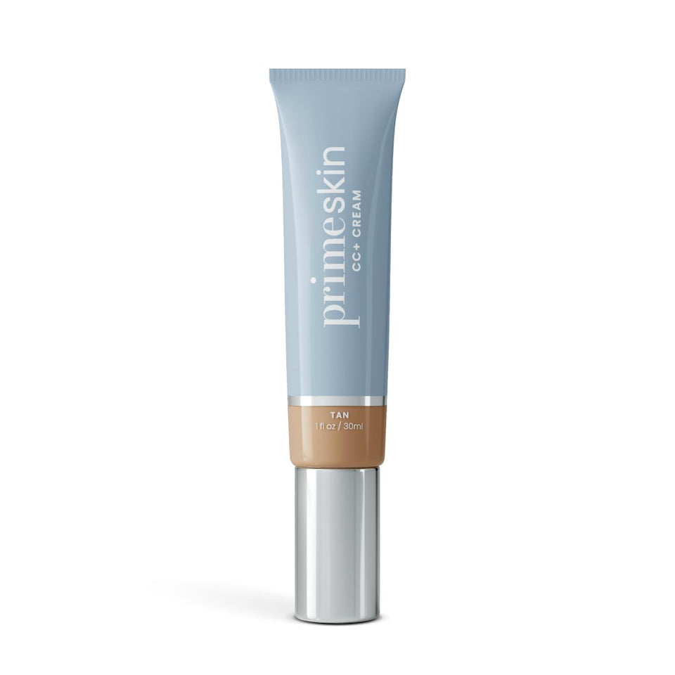 PrimePrometics PrimeSkin CC+ Cream Tan bottle pump for easy, mess-free application