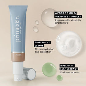 PrimePrometics PrimeSkin CC+ Cream Tan showcases a smooth, long-lasting soft-matte finish