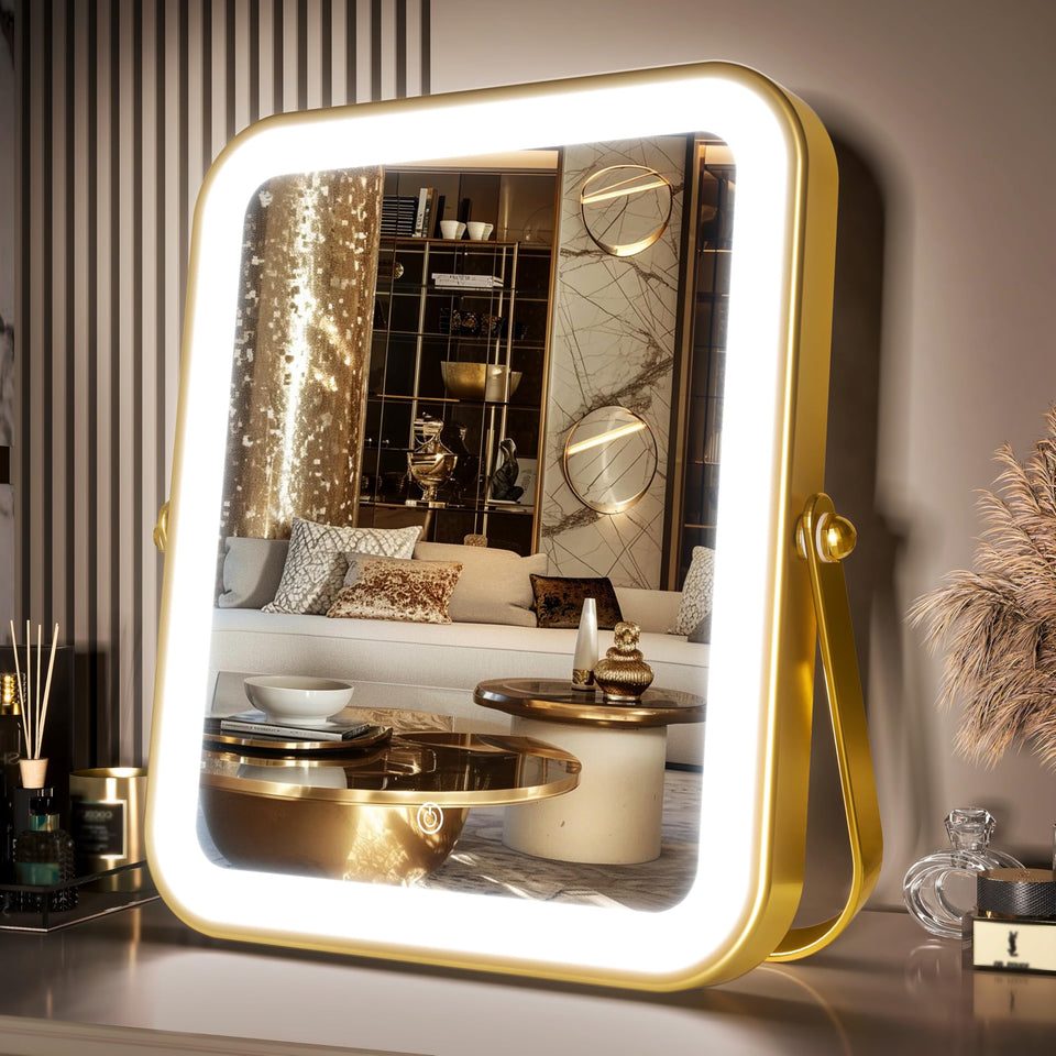 PRIMETEK vanity mirror with lights 10x8 for precise makeup application.