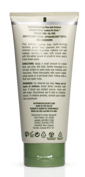 Principal Secret Gentle Cream Cleanser ingredients highlight Japanese Green Tea for soothing skin.