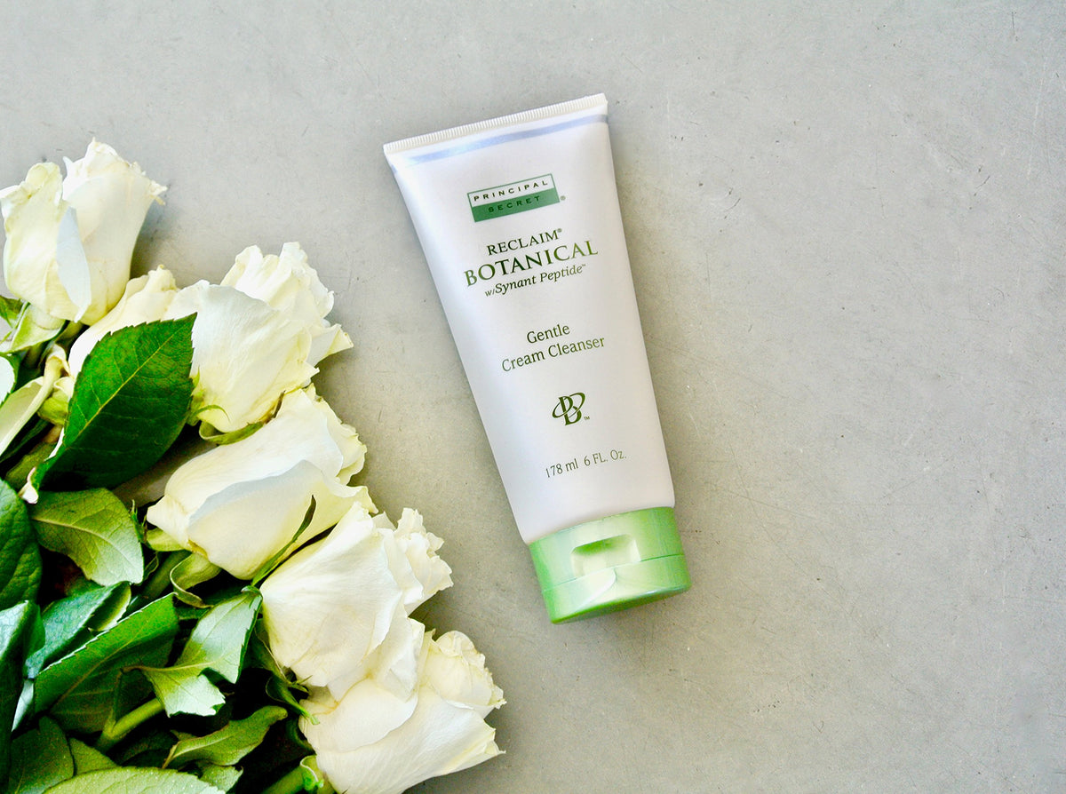 Principal Secret Gentle Cream Cleanser texture shown as soft, gentle foam.