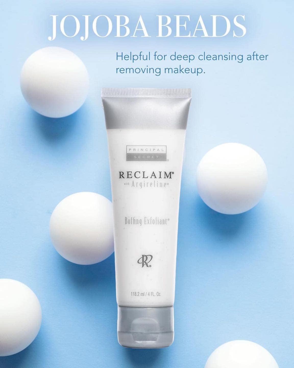 Principal Secret Reclaim Argireline exfoliant application swatch suggests a home spa ritual