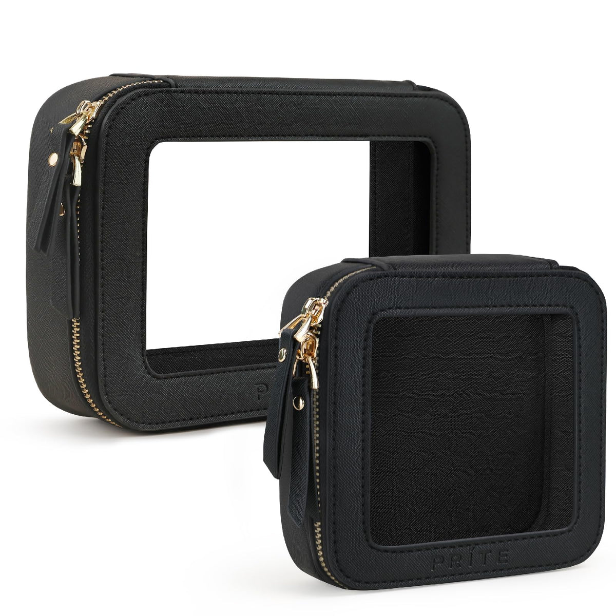 Prite clear makeup bag with box design for organized cosmetics on the go.