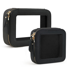 Prite clear makeup bag with box design for organized cosmetics on the go.
