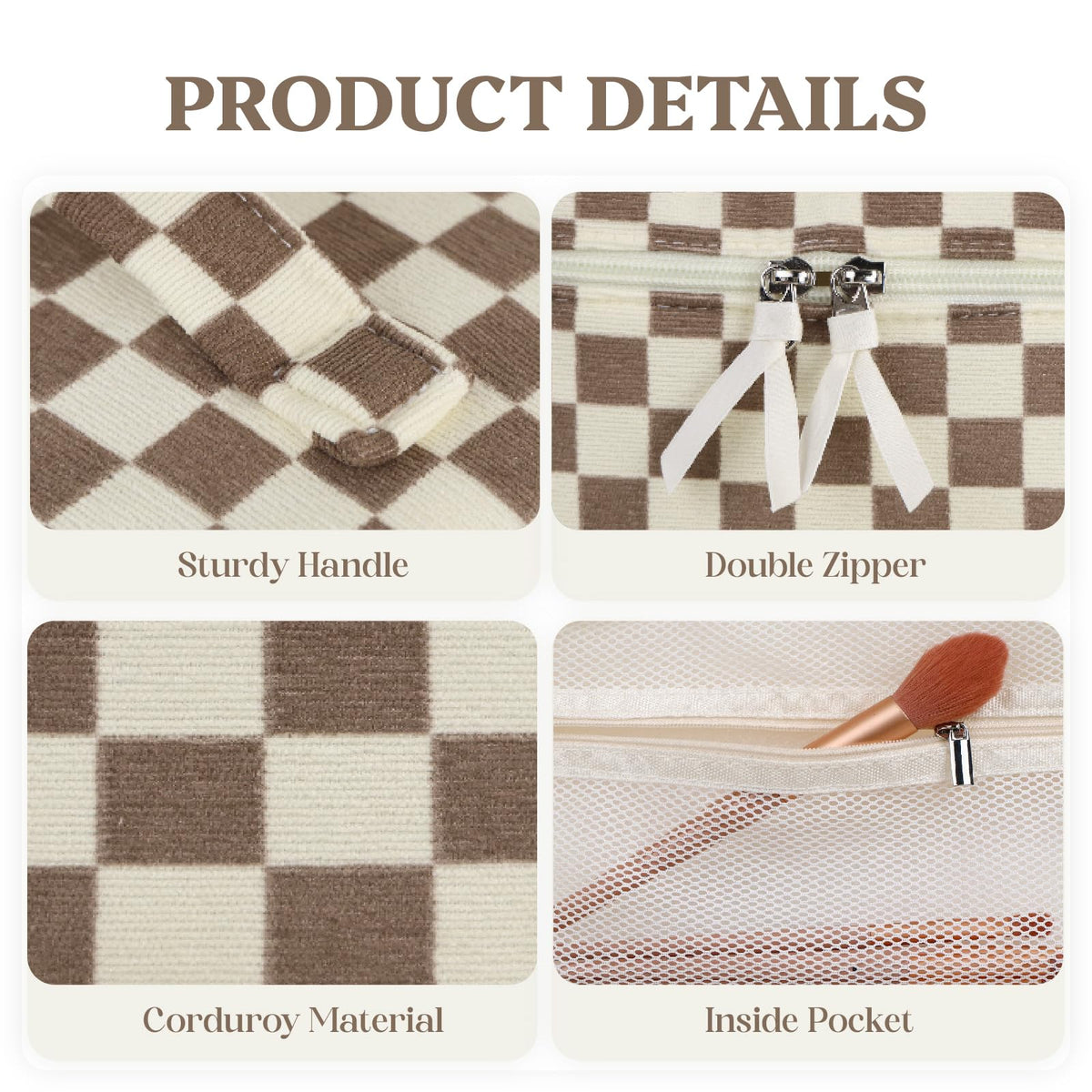 Prite makeup bag with a sturdy handle for easy travel and on-the-go organization.