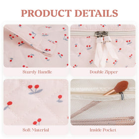 Prite cotton makeup bag with reinforced stitching for durability.