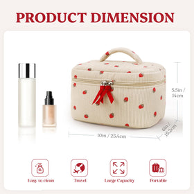 Prite floral cotton makeup bag with durable stitching for daily use.
