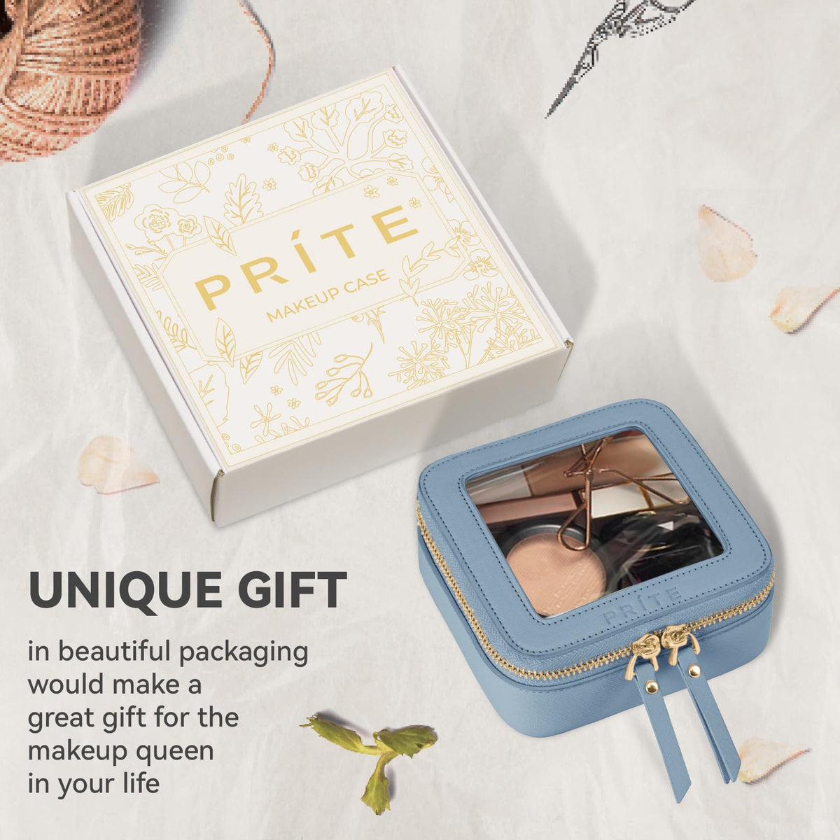 Prite gift-ready makeup bag in sleek box for gifting