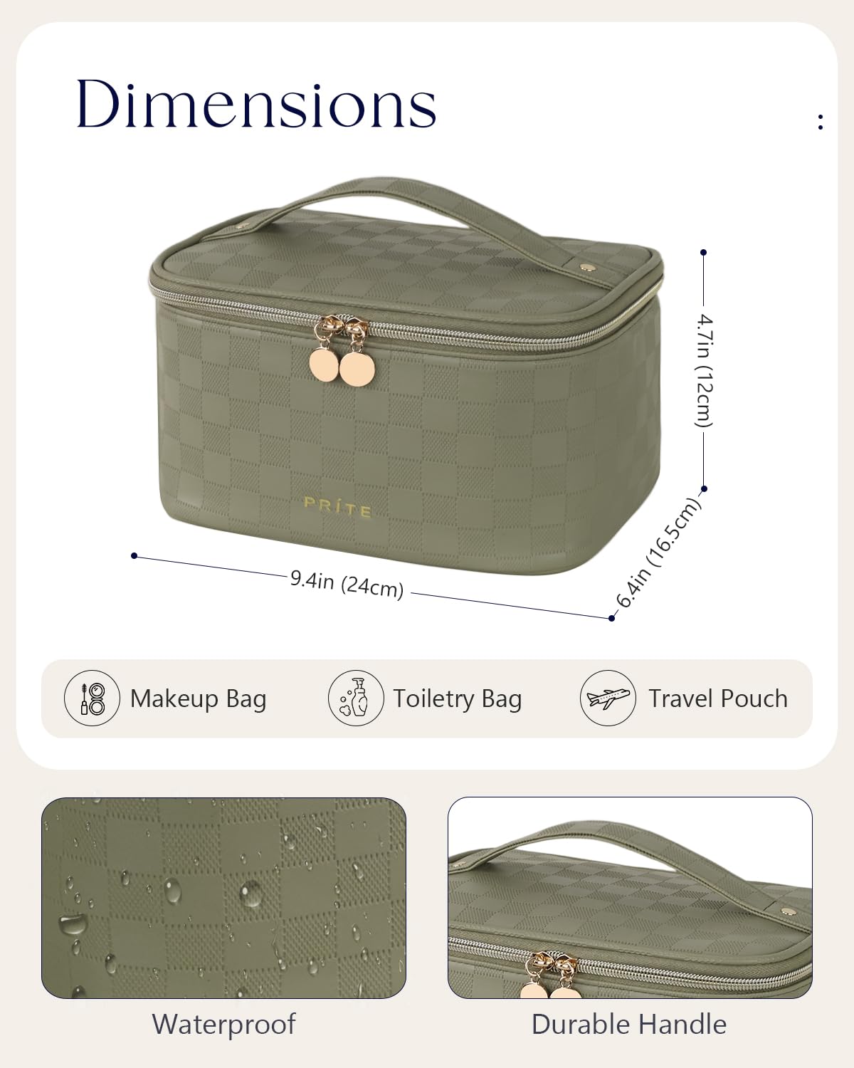 Prite makeup bag inside divider removed demonstrates flexible storage capacity