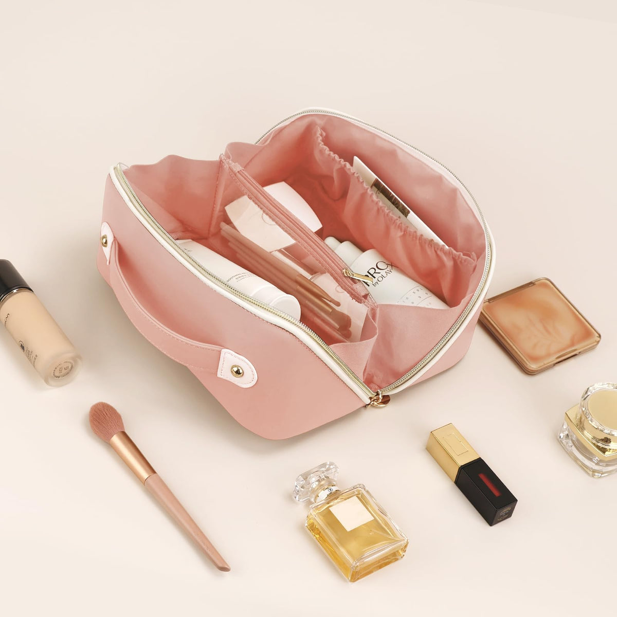 Prite makeup bag large size suitable for palettes and bottles