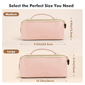 Prite makeup bag medium with 3 compartments keeps cosmetics organized