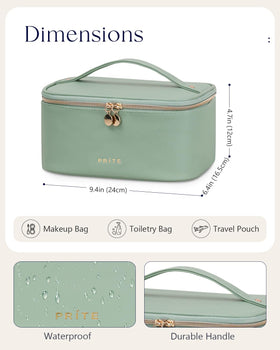 Prite includes mesh pockets for skincare items and accessories.