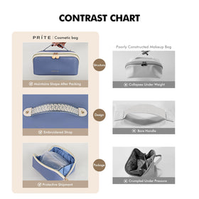 Prite makeup bag offers padded protection to guard delicate items during transit.