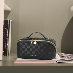 Prite plaid black option complements any style and vanity.