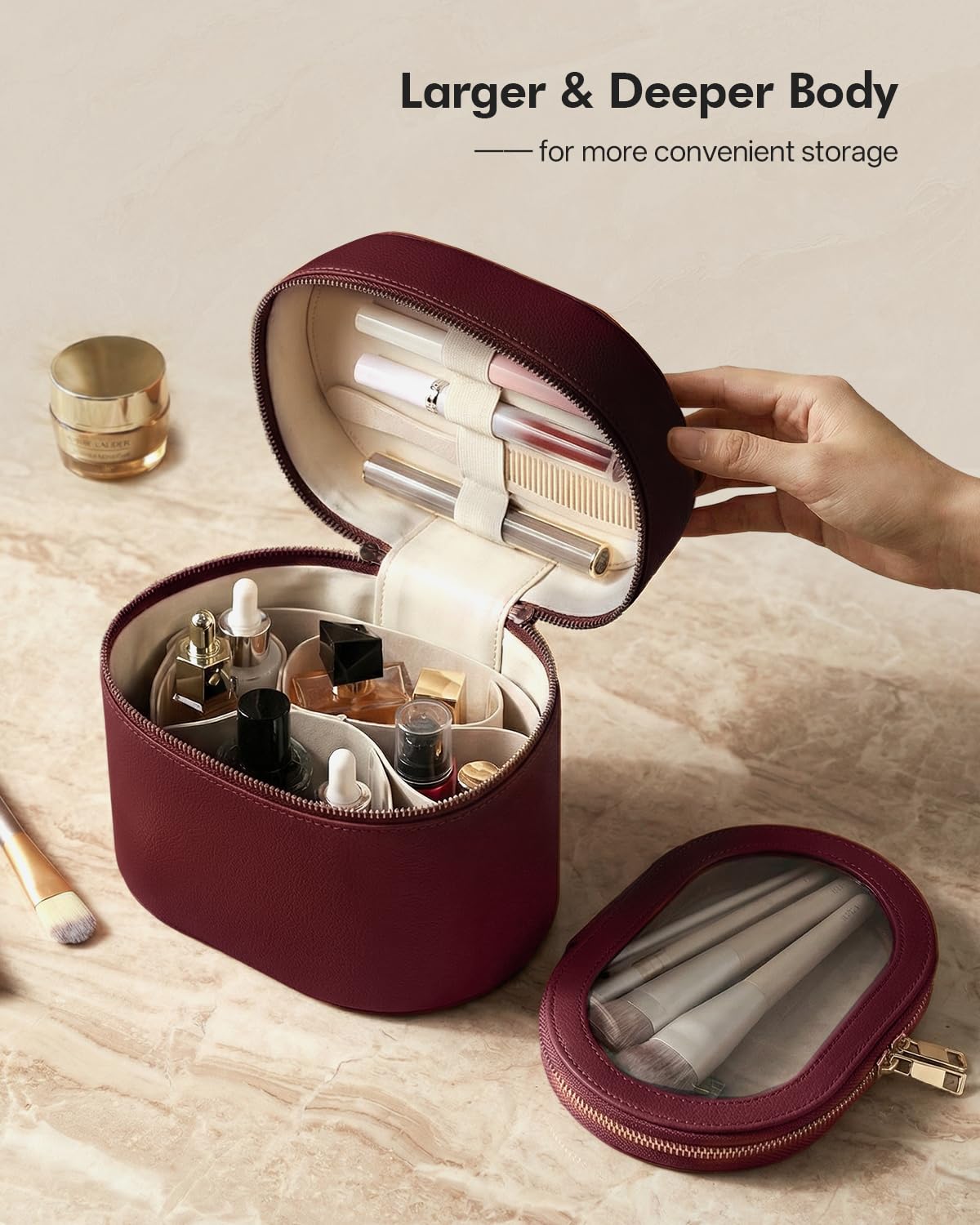 Prite makeup bag rigid structure protecting palettes during travel
