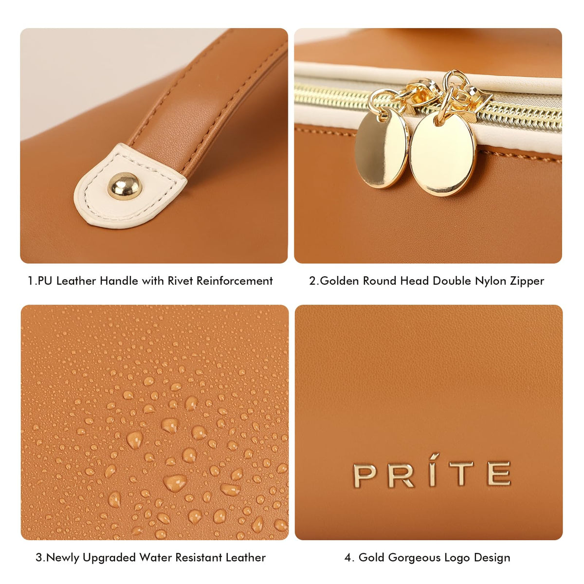 PRITE makeup bag soft grip handle adds comfortable transport for daily use