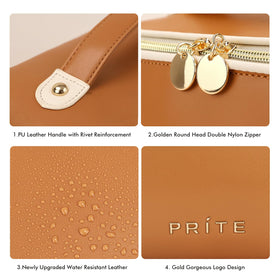 PRITE makeup bag soft grip handle adds comfortable transport for daily use