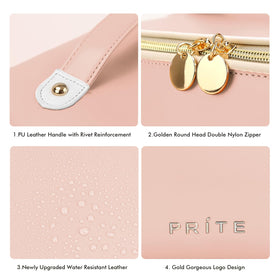 Prite makeup bag soft grip handle for comfortable carry