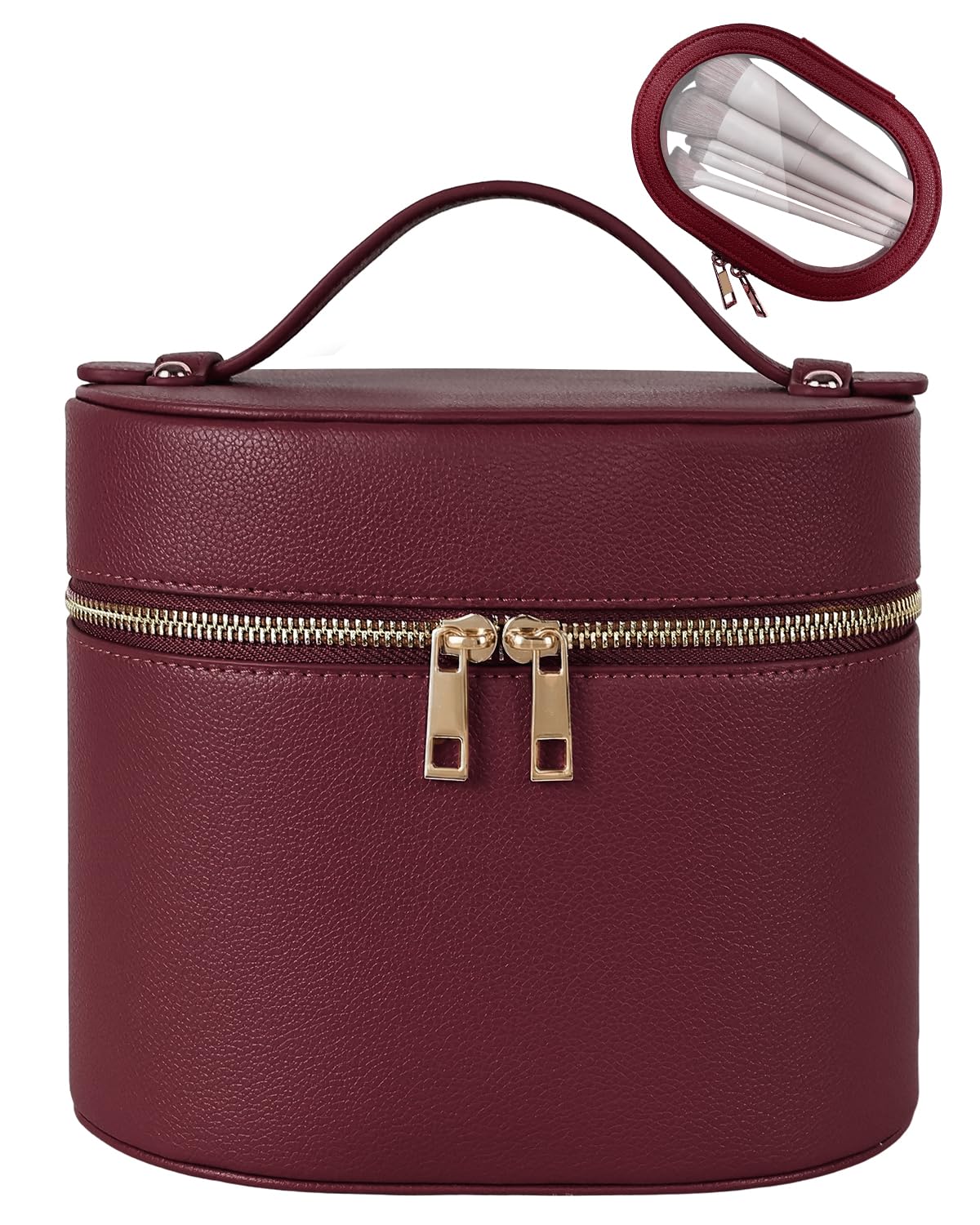 Prite makeup bag main compartment showing organized space for bottles and leak prevention