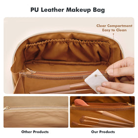 PRITE makeup bag travel-ready with compact layout fits toiletries and cosmetics neatly