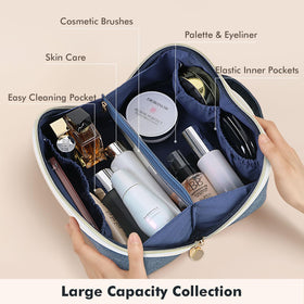 Prite makeup bag waterproof vegan leather close-up highlights easy wipe cleanup