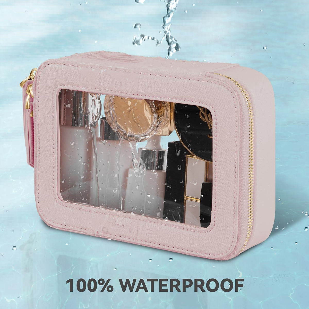 Prite makeup case offers ample space for cosmetics, brushes, and skincare essentials.
