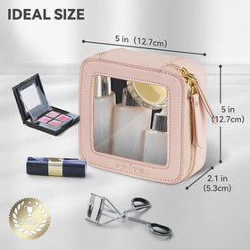 Prite pearlescent pink PU leather pouch with sturdy stitching