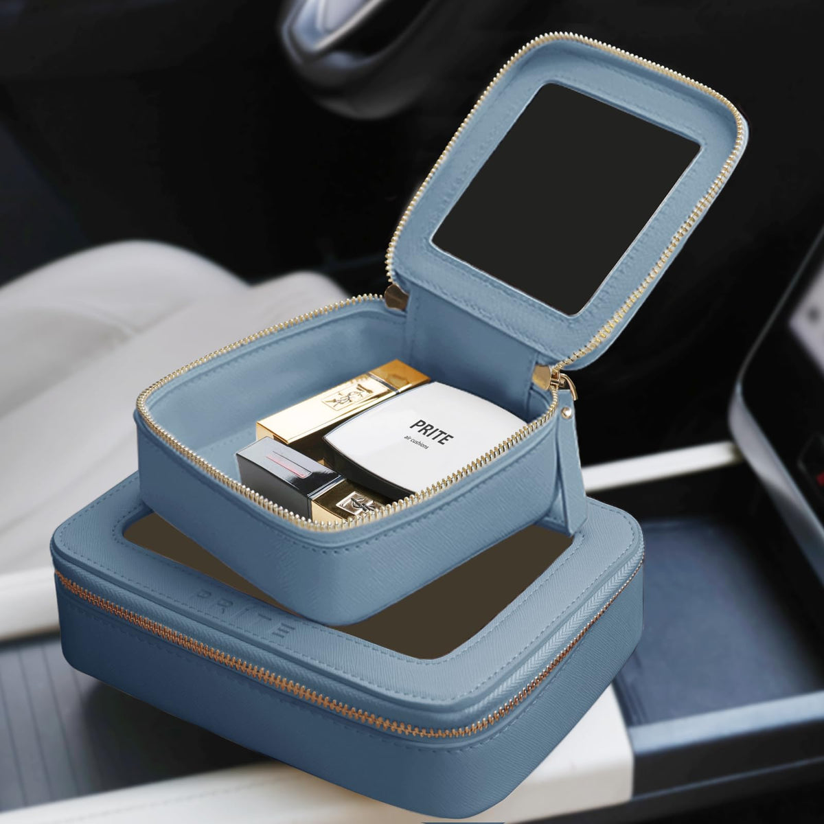 Prite spacious organizer fits cosmetics, brushes, skincare efficiently.