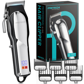 PRITECH barber clippers with lower-noise blade for precise trimming.