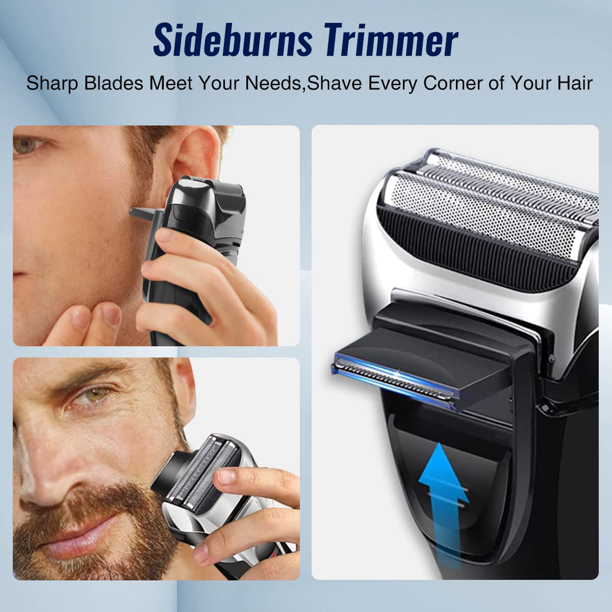 PRITECH razor with built-in beard trimmer attachment for clean lines