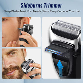 PRITECH razor with built-in beard trimmer attachment for clean lines