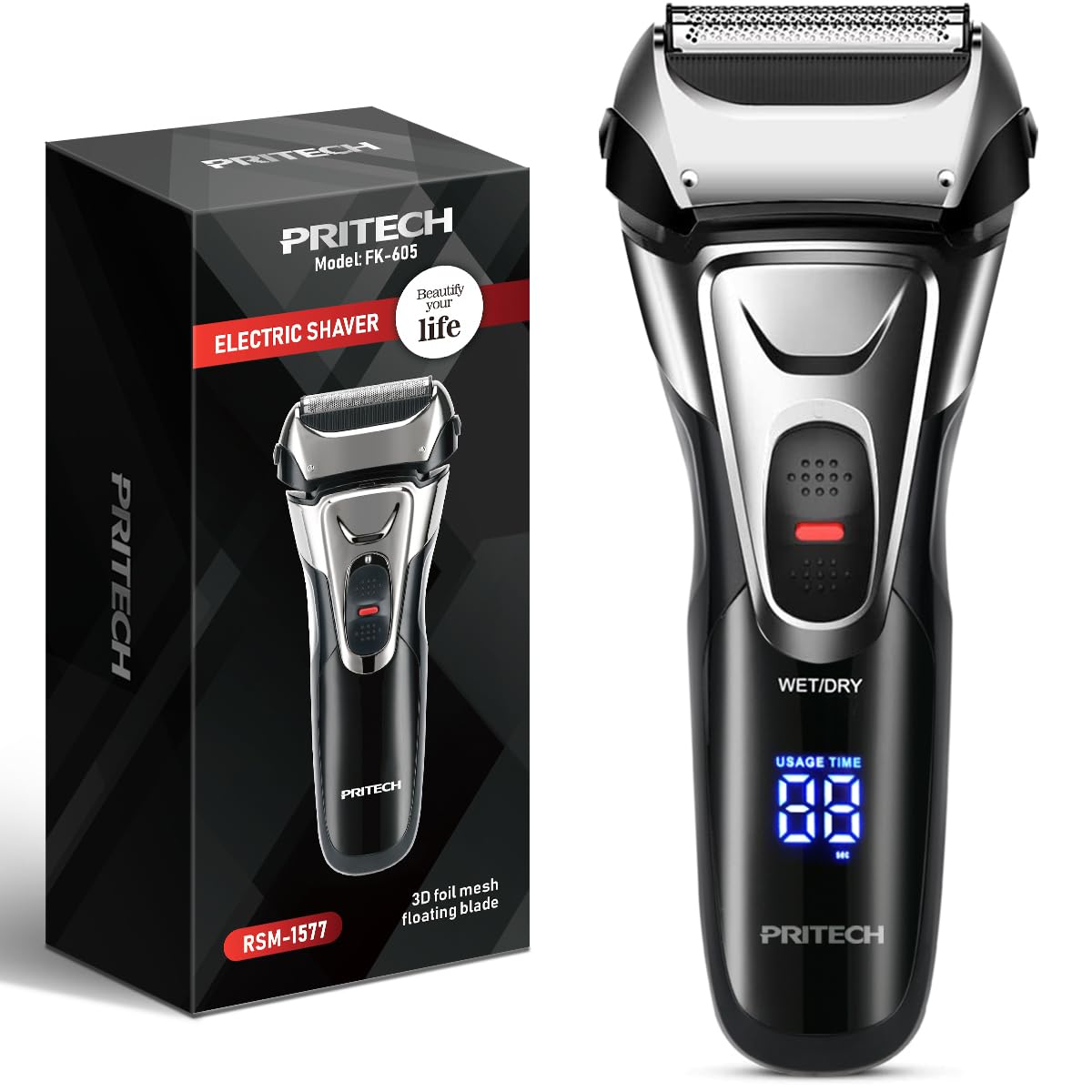 PRITECH electric razor front view for precise daily shave