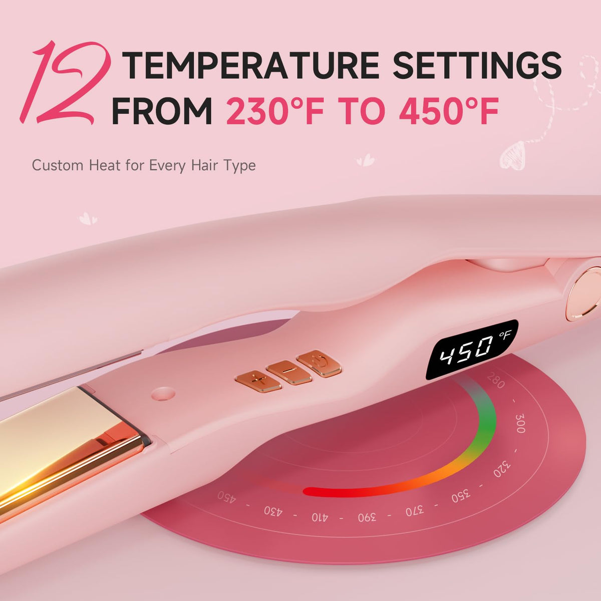 PRITECH flat iron emitting negative ions close-up for frizz reduction.