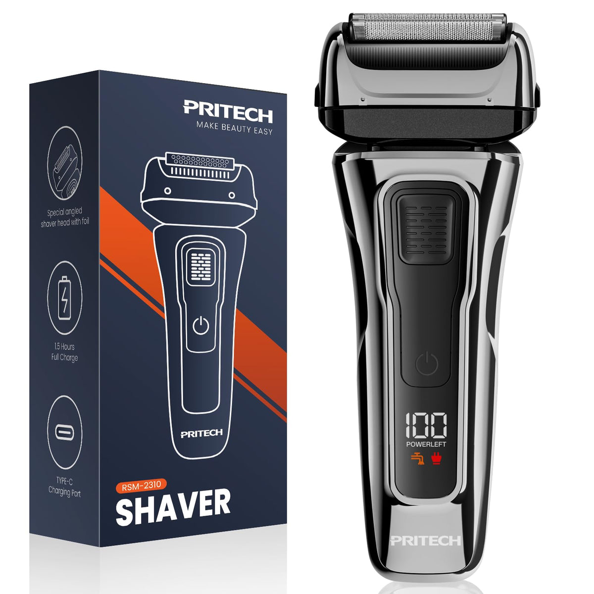 PRITECH Foil Shaver close-up showing the ultra-thin foil for a smooth shave
