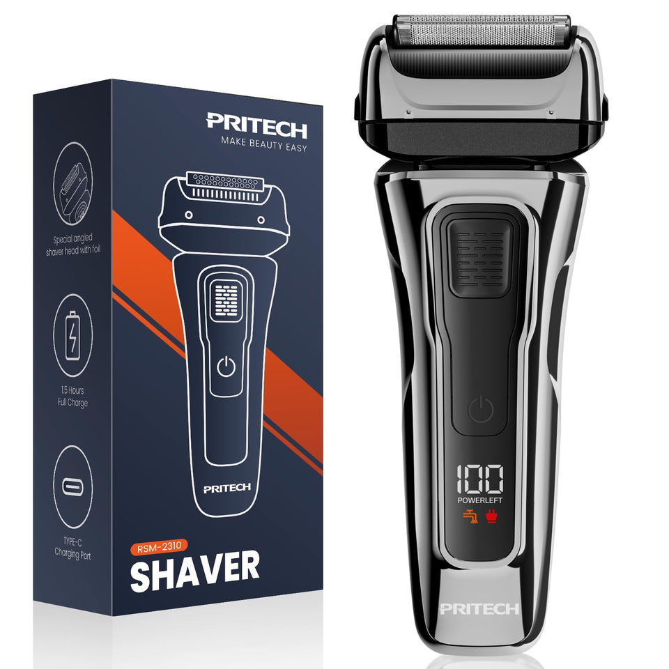 PRITECH Foil Shaver close-up showing the ultra-thin foil for a smooth shave