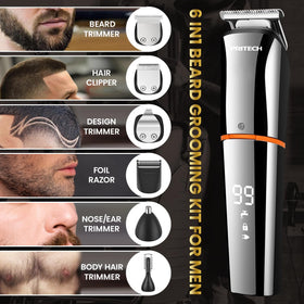 PRITECH LED display showcases battery life for precise grooming sessions.