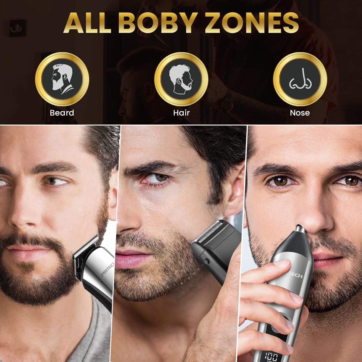 PRITECH nose trimmer close-up for safe, quick grooming