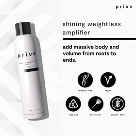 Prive Shining Weightless Amplifier Mousse root lift boosts volume at the roots.
