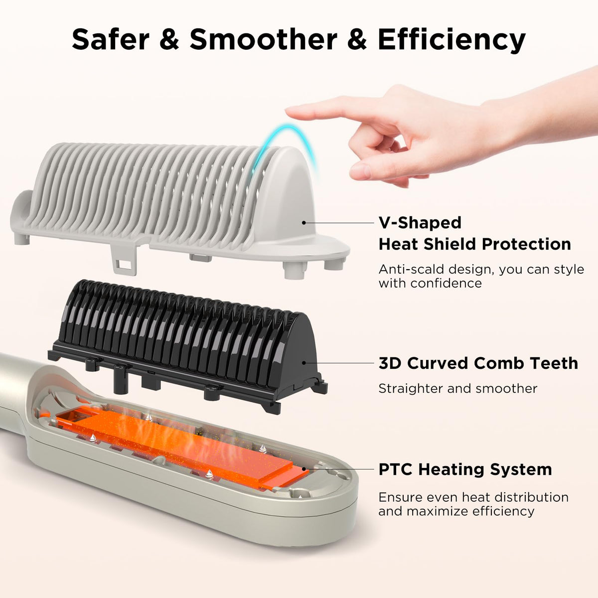 Prizm Hair Straightener Brush heat plate close-up with keratin ceramic coating for even heat.