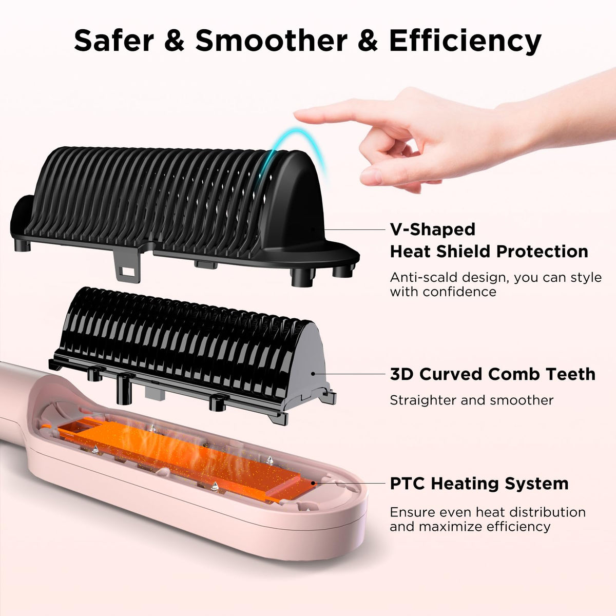 Keratin ceramic coating provides smooth glide from root to tip.