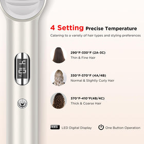 Prizm Hair Straightener Brush LED display indicating precise temperature for tailored styling.