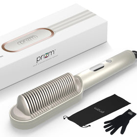 Prizm Hair Straightener Brush packaging image, gift-ready presentation.