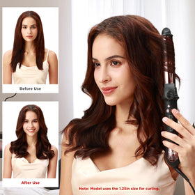 Prizm curling iron auto shut-off feature adds safety during styling.