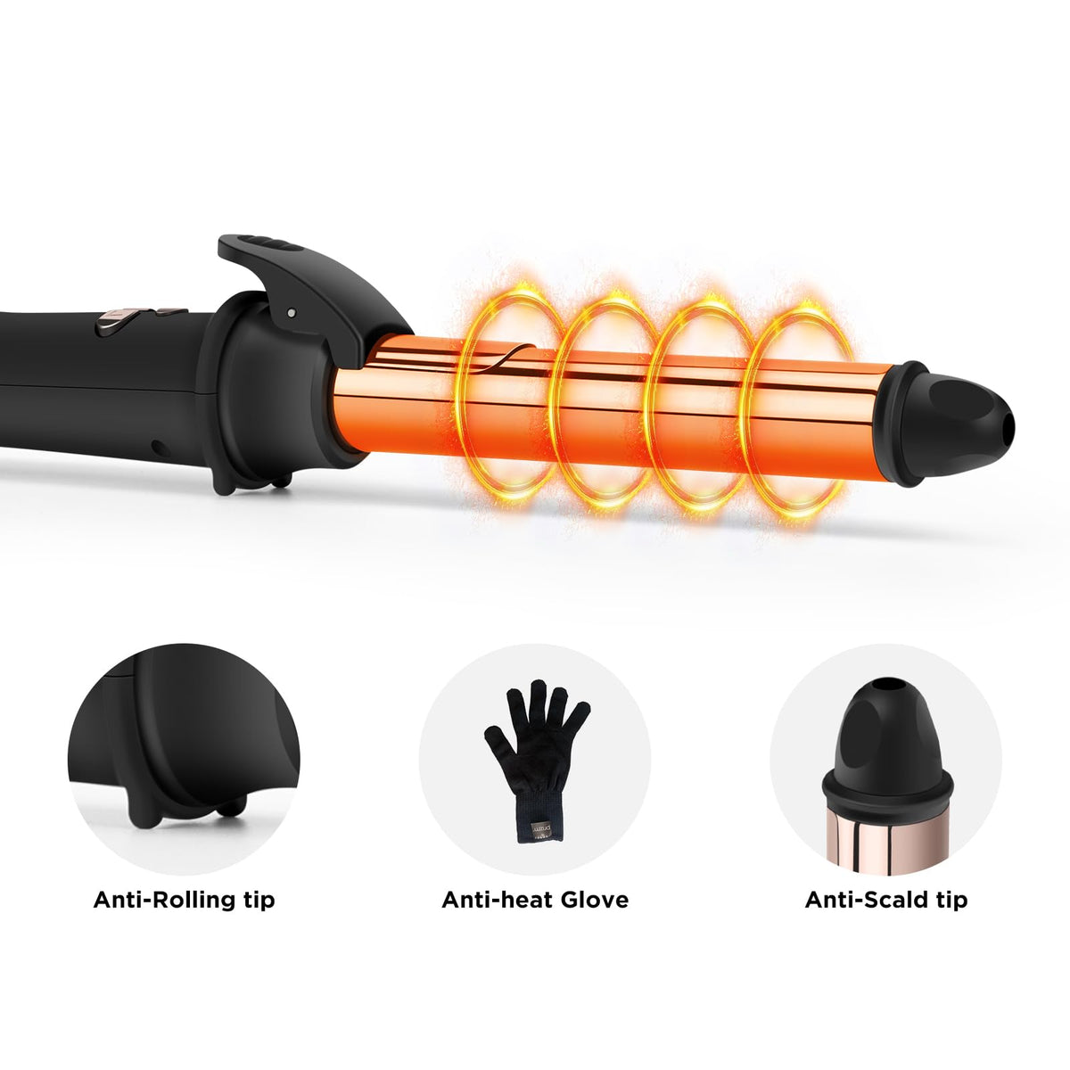 Prizm heat-resistant glove protects hands while curling.