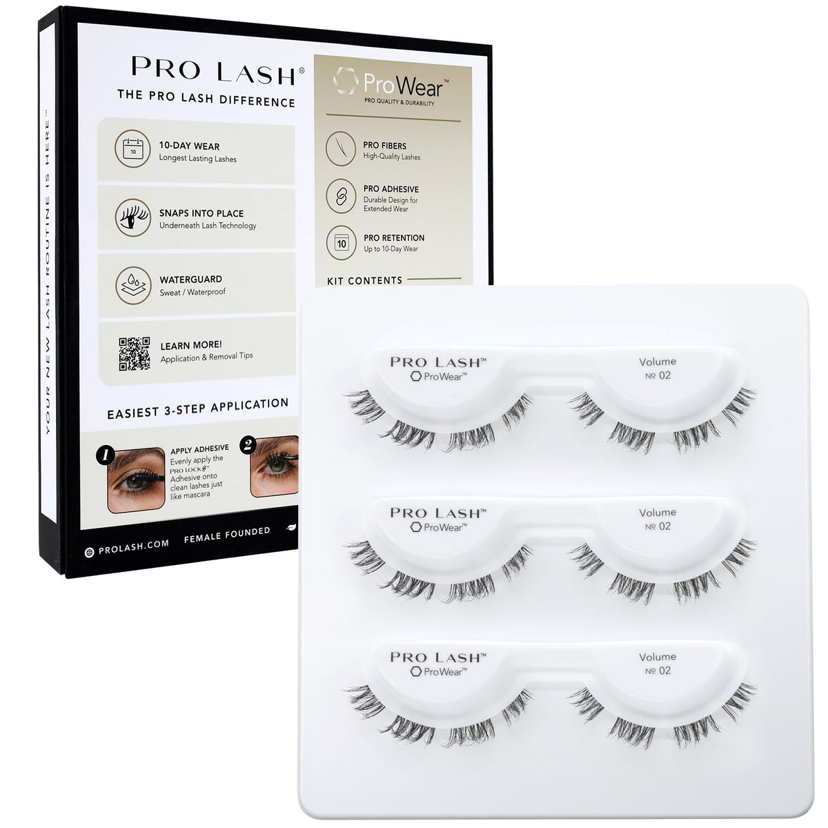 Pro Lash ProWear Volume No. 02 black lash clusters for a bold, voluminous look.