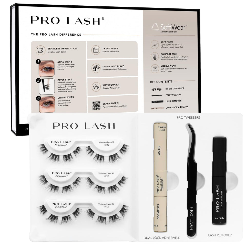 Pro Lash SoftWear Starter Kit packaging showing cluster lashes for effortless daily wear.