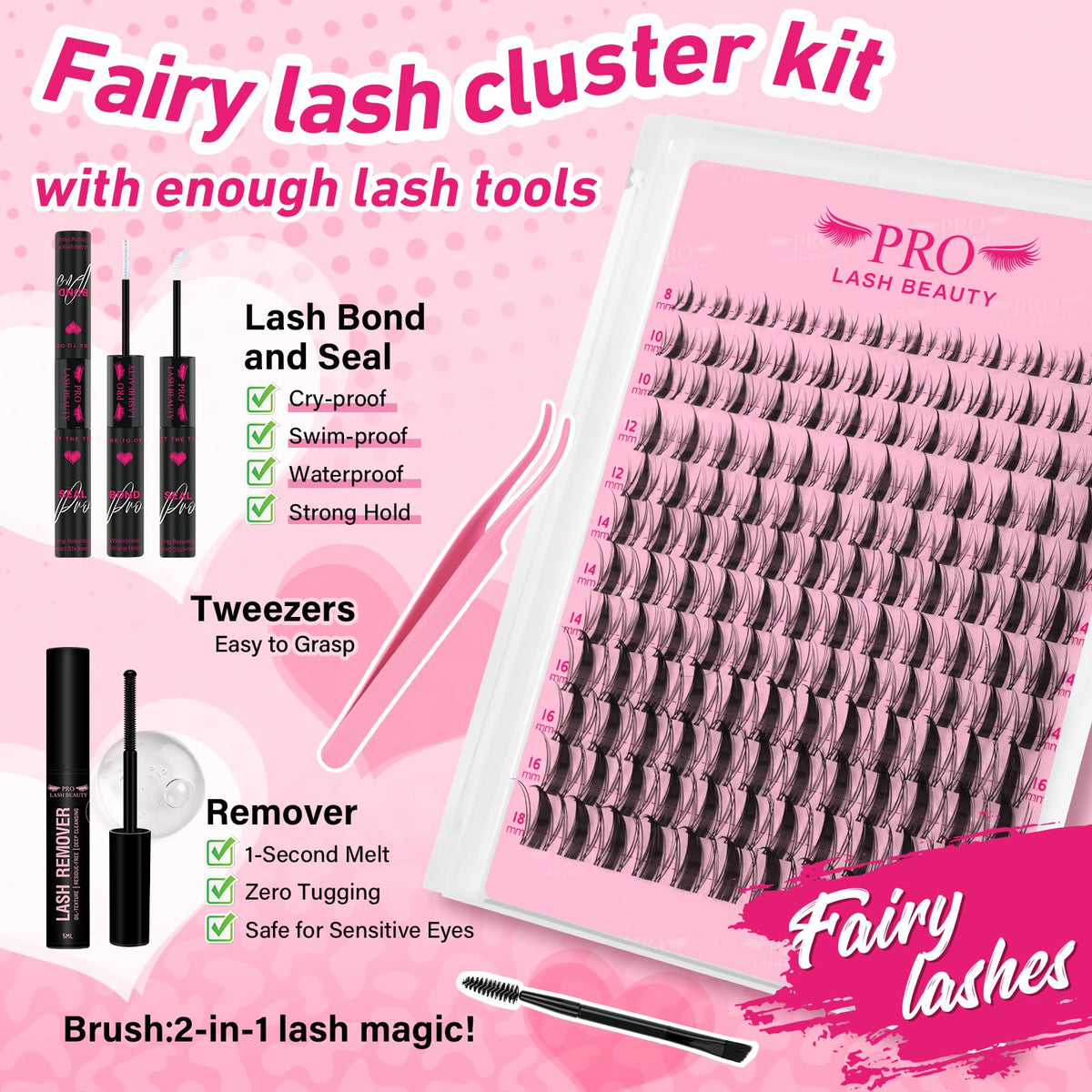PRO LASHBEAUTY Fairy Lash Clusters closeup shows ultra-thin band for comfort.