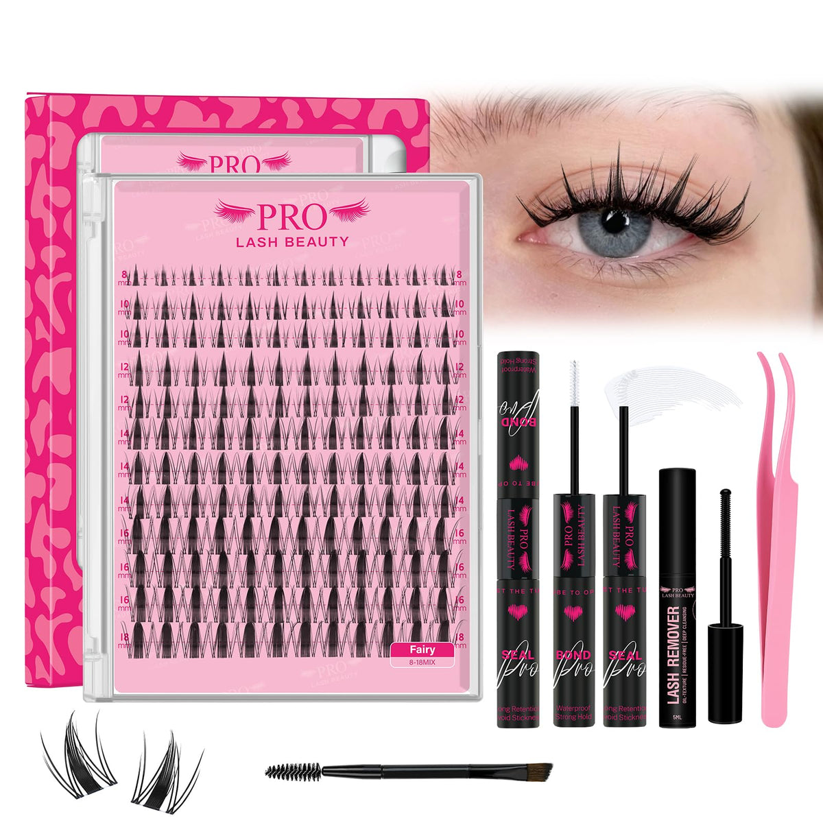 PRO LASHBEAUTY Fairy Lash Clusters tray for easy DIY lashes and natural wispy style.