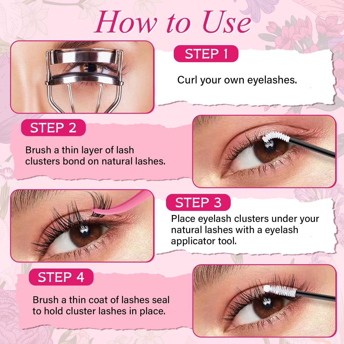PRO LASHBEAUTY waterproof lash clusters stay put during wear