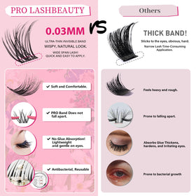 PRO LASHBEAUTY wispy lash clusters closeup with natural density